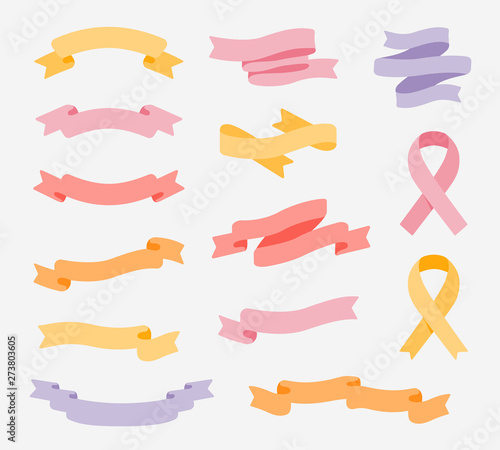 Flat design of labels, ribbon banners, Banner Web Sticker illustration.