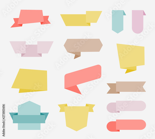 Flat design of labels, ribbon banners, Banner Web Sticker illustration.