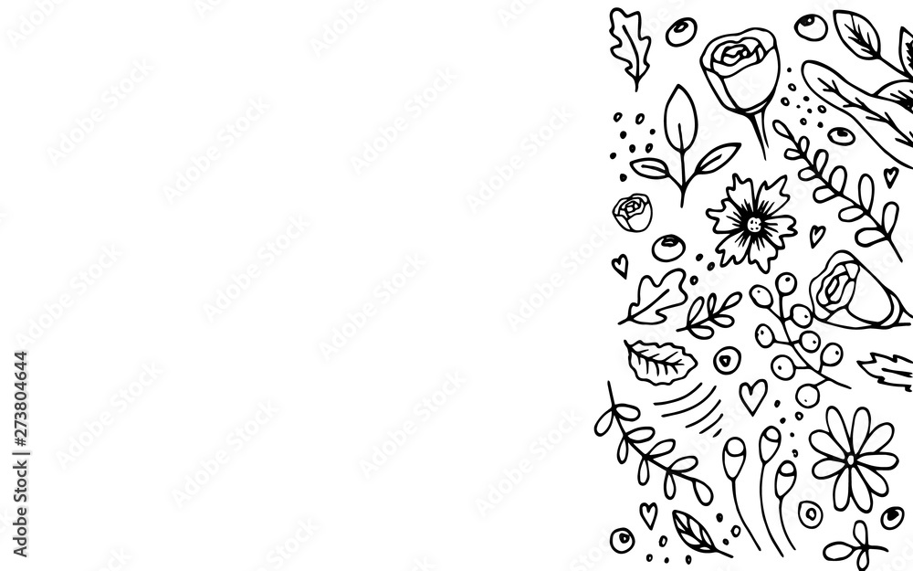 Fototapeta premium Organic and eco banner in hand drawn style