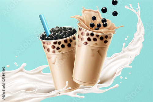 Bubble milk tea ads photo