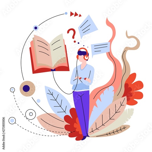 Online education and audio books or textbooks listening distant learning