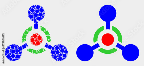 Dot and flat toxic Nerve agent icons. Vector mosaic of toxic Nerve agent organized of randomized square pixels and spheric pixels.