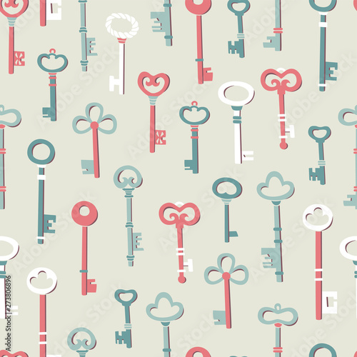 Vector Set of Antique Keys. Vector Hand Drawn Doodle Elements.