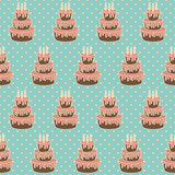 Birthday cake with candles. Seamless vector illustration