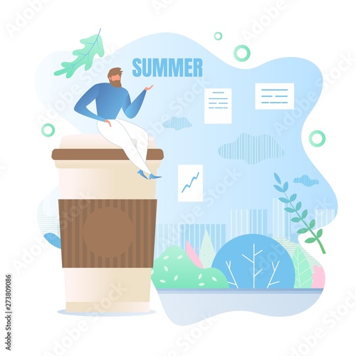 Man is Waiting for Summer Vector Illustration.
