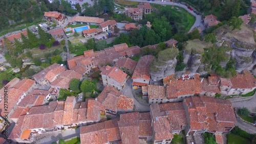 Views from above of Rupit. Spanish and traditional town with ancient enviorentment. Barcelona province, Spain. photo