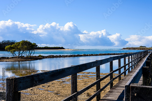 Landscape of Urunga lagoon with boardwalk. It is a famous holiday destination in New South Wales, Australia. © Paskaran