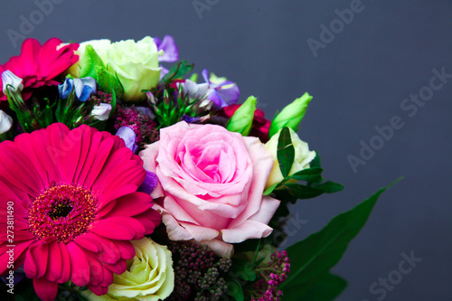 Beautiful bouquet with color roses.