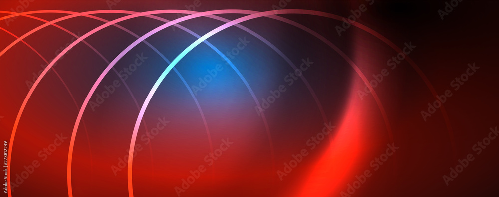 Trendy neon blue abstract design with waves and circles. Neon light glowing effect. Abstract digital background. Trendy neon blue abstract design with waves and circles. Neon light glowing effect. Abstract digital background.