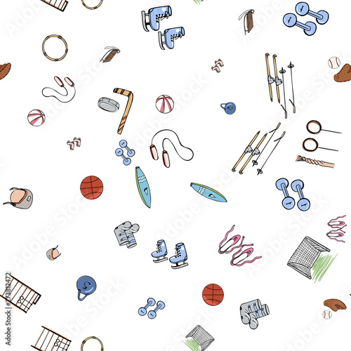 Modern seamless pattern kids sport, great design for any purposes. Cute like a cartoon vector illustration.