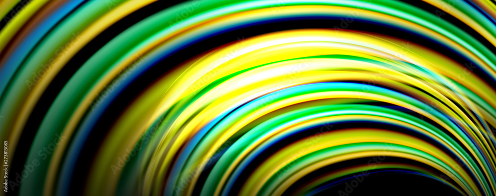 Fluid color swirls on black. Modern background with trendy design Fluid color swirls on black. Modern background with trendy design
