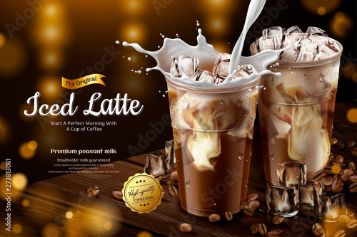 Iced latte with milk ads