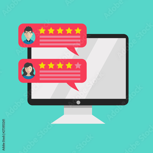 Rating on customer service illustration. Website rating feedback and review concept