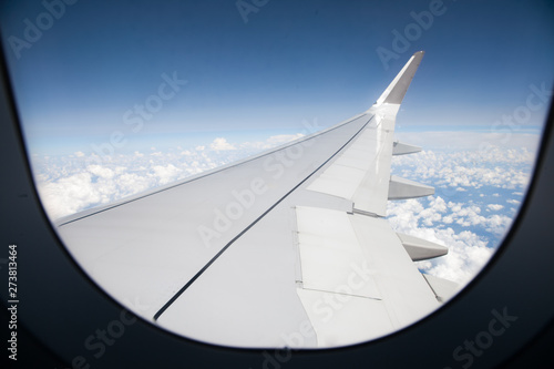 The view on the air wing from an airplane window.