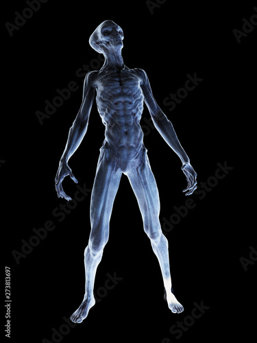 3d rendered illustration of an alien on black background