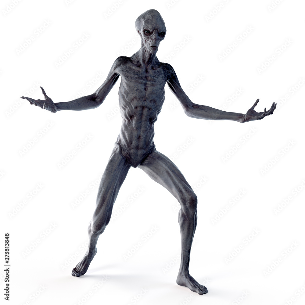 3d rendered illustration of an alien on white background