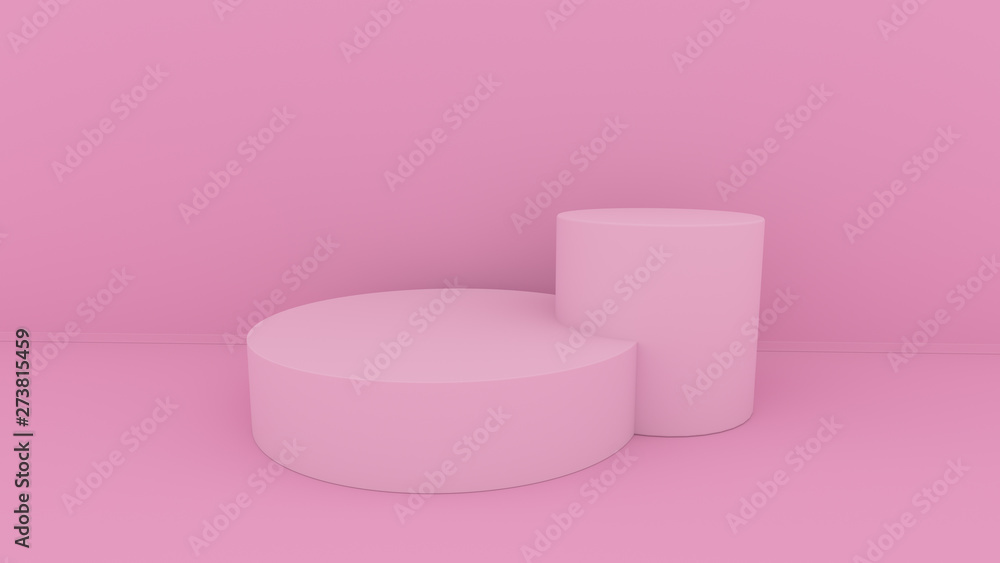3d abstract background render. Pink platform for product display. Interior podium place. Blank decoration template for design.