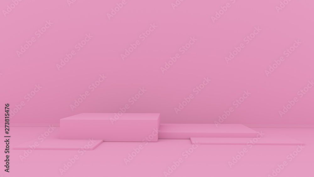 3d abstract background render. Pink platform for product display. Interior podium place. Blank decoration template for design. 3d abstract background render. Pink platform for product display. Interior podium place. Blank decoration template for design.