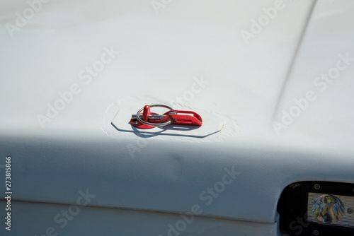 car sport lock hood safety race in different colors on a white background