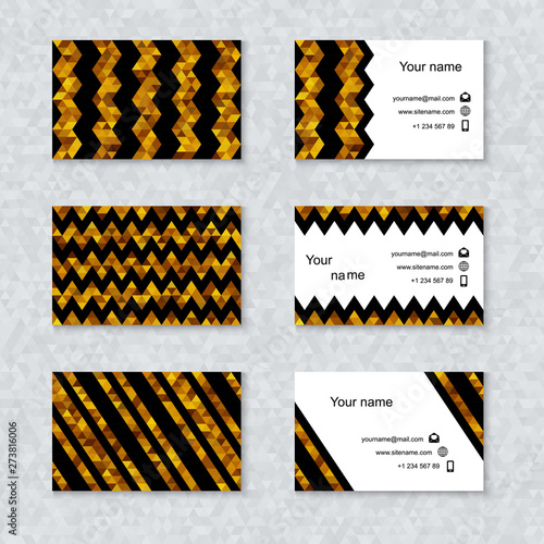 Set of Business Card with Geometric Triangular Background.