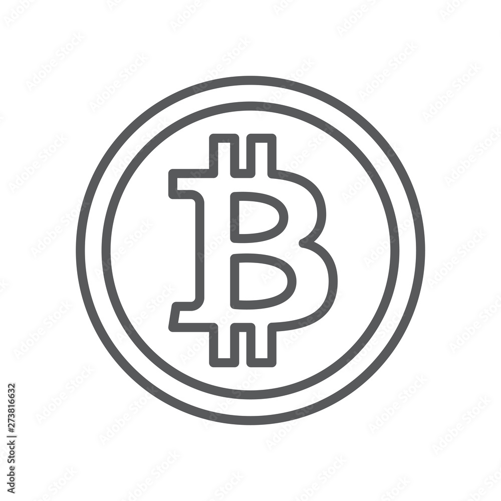 Bitcoin line icon. Minimalist icon isolated on white background. Bitcoin simple silhouette. Bitcoin line icon. Minimalist icon isolated on white background. Bitcoin simple silhouette.