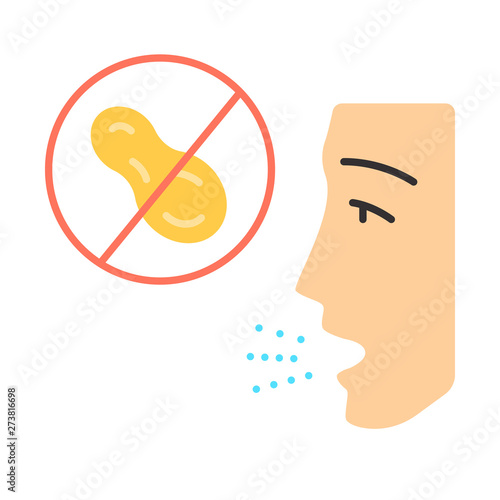 Nut allergy flat design long shadow color icon