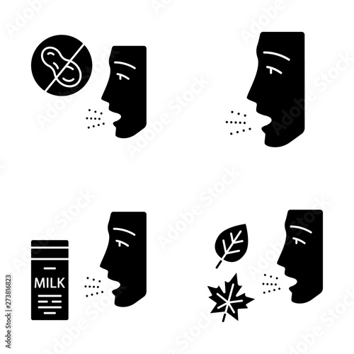 Allergies glyph icons set