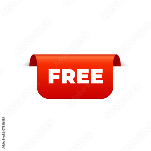 Red Vector Banner Ribbon on white background, top bookmark, free