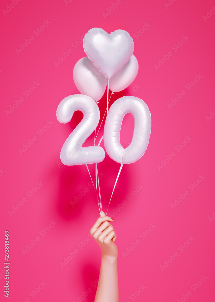 20 years old. Number 20th anniversary, happy birthday congratulations. 3d rendering. Иллюстрация Stock