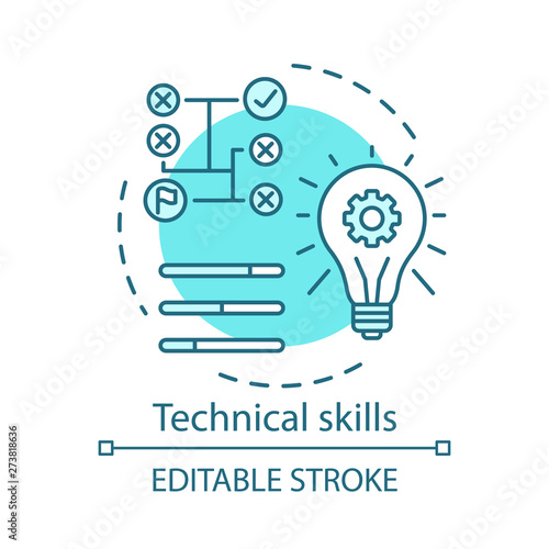 Technical skills turquoise concept icon