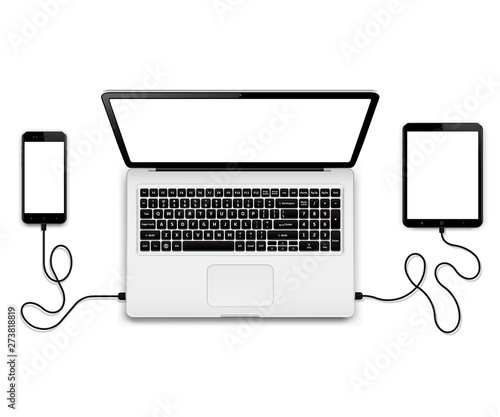 Laptop with connected devices