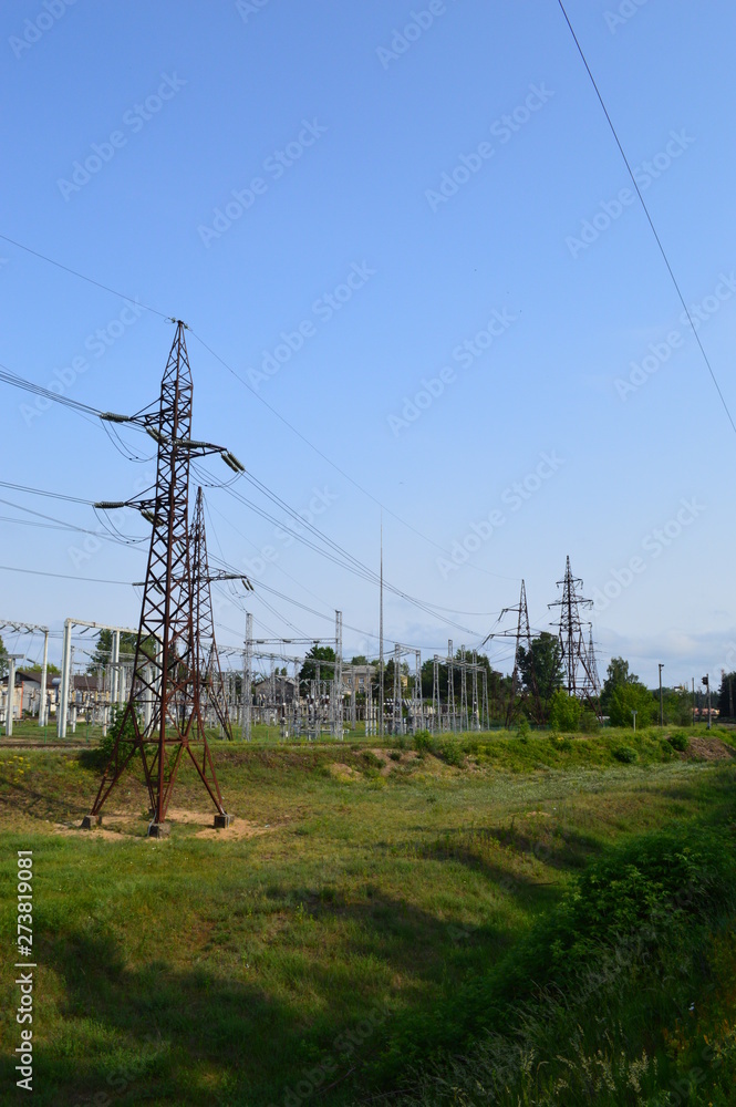 Obraz premium High voltage power supply line