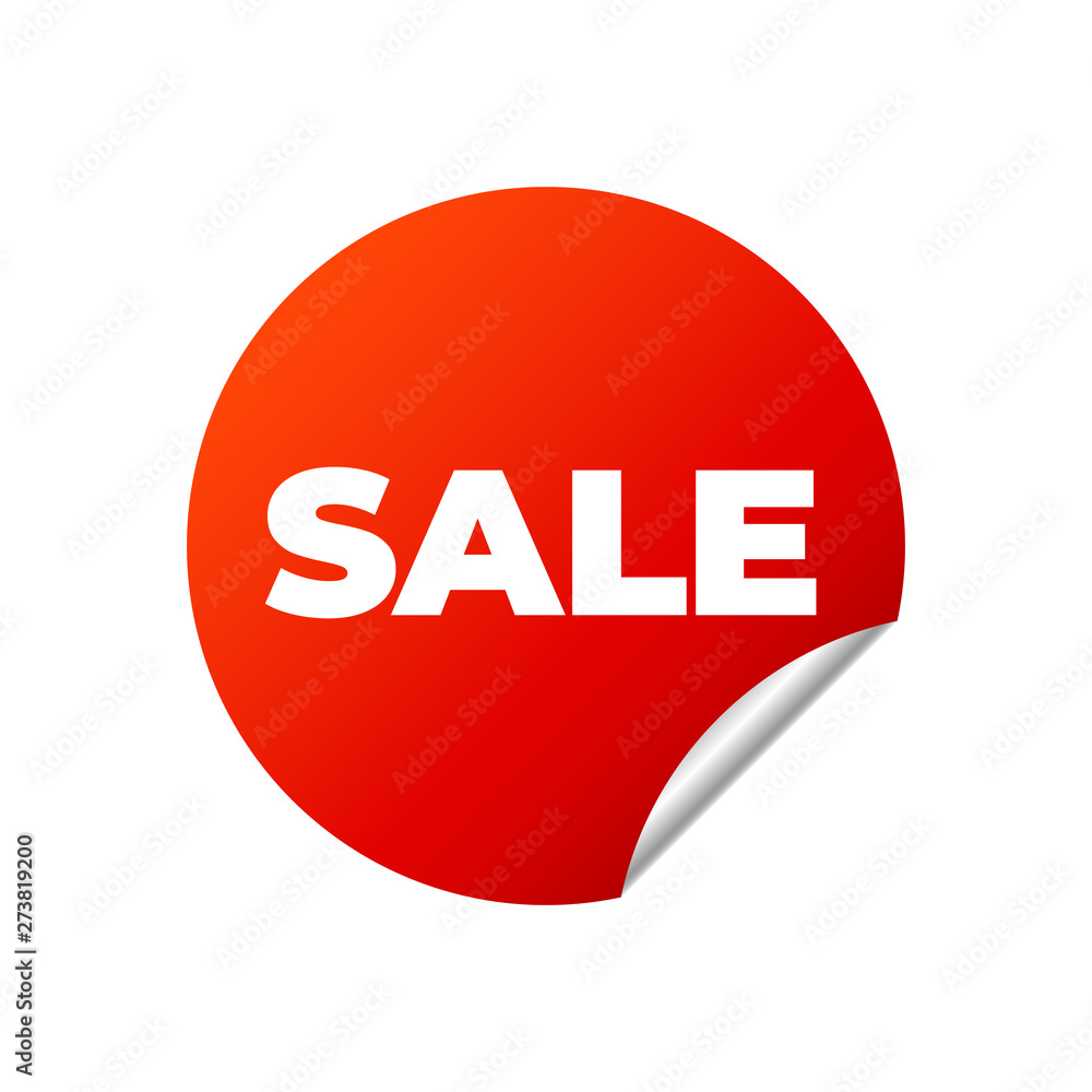 Red Vector Banner Sticker on white background, sale Red Vector Banner Sticker on white background, sale