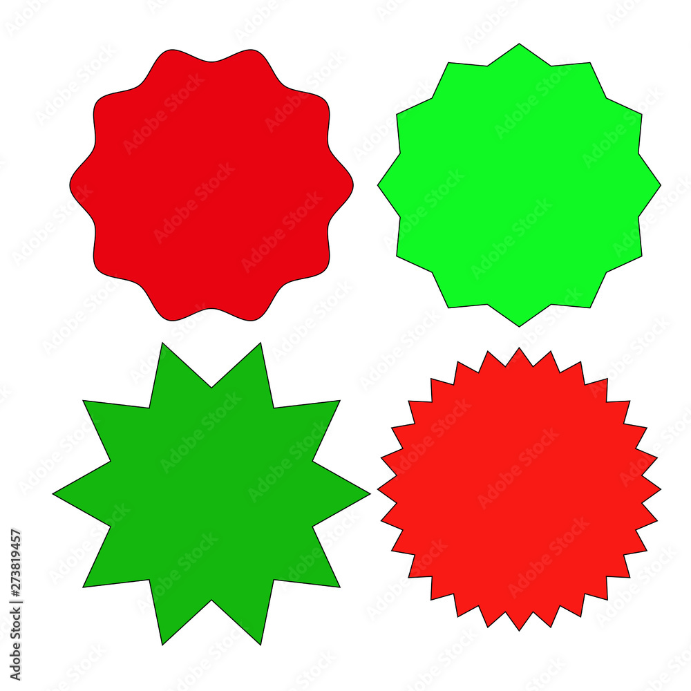 Set of multicolor starburst stamps on white background. Vector illustration Set of multicolor starburst stamps on white background. Vector illustration