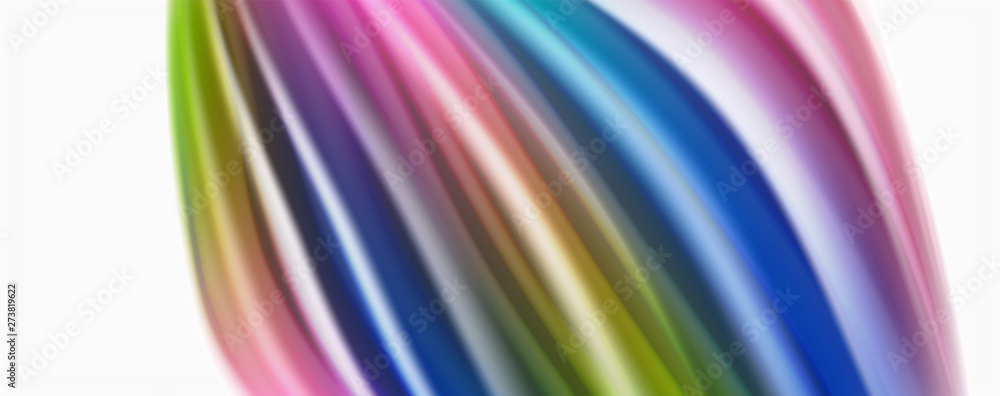 Obraz premium Modern Liquid color flow on white - colorful flow poster. Techno Wave Liquid shape in white color background. Design for your design project