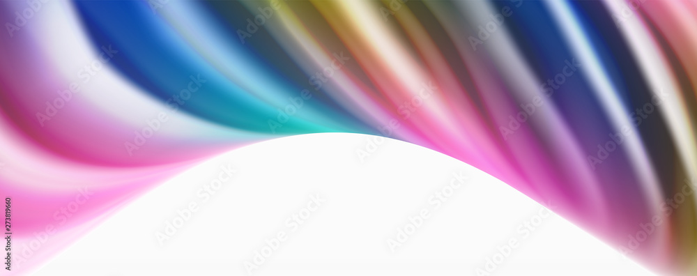 Fototapeta premium Modern Liquid color flow on white - colorful flow poster. Techno Wave Liquid shape in white color background. Design for your design project