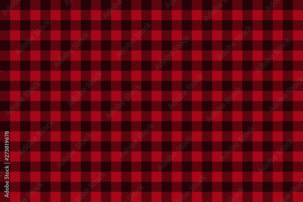 Red Black Lumberjack plaid seamless pattern