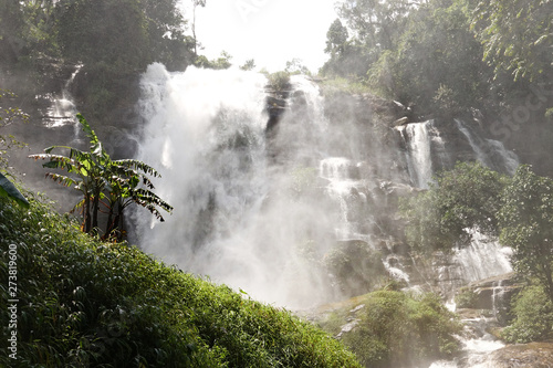 Beautiful waterfall with stones in forest, Thailand