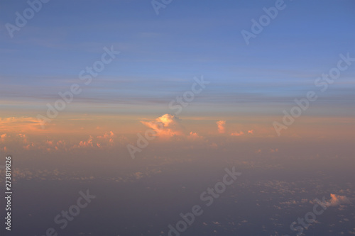 magical sunset over the clouds