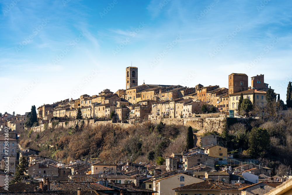 Cityscape of Colle di Val d'Elsa, ancient small town in Tuscany famous for the production of crystals. Siena province, Italy, Europe