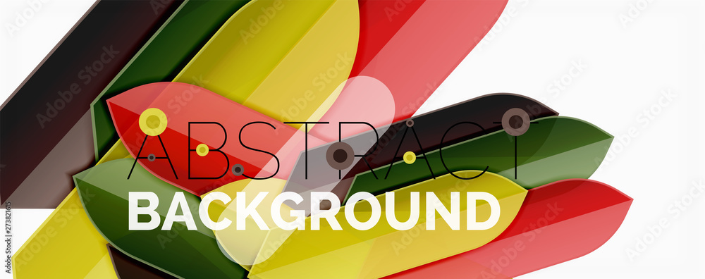 Fototapeta premium Color lines, modern geometric abstract background. Minimalistic design, creative concept, stripes with arrows and triangle shapes