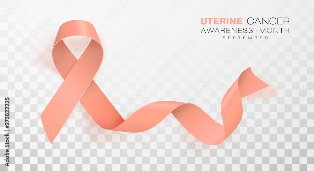 Uterine Cancer Awareness Month. Peach Color Ribbon Isolated On ...