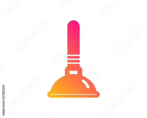 Cleaning plunger icon. Ð¡leaning of pipe clogs symbol. Housekeeping equipment sign. Classic flat style. Gradient plunger icon. Vector