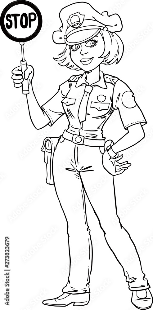 Fototapeta premium Cartoon police girl vector
