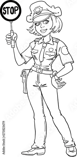 Cartoon police girl vector