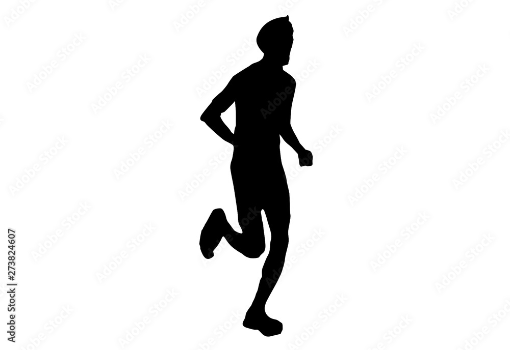Silhouette running.This is men run exercise for Health At area Stadium Outdoors on white background with clipping path. Silhouette running.This is men run exercise for Health At area Stadium Outdoors on white background with clipping path.