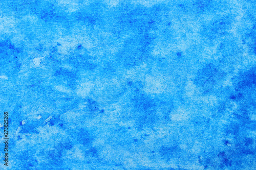 Bright Creative Blue Hand-Drawn Watercolor Background of Cool Color.