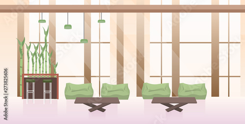 empty no people waiting area lobby hall with furniture creative office interior flat horizontal