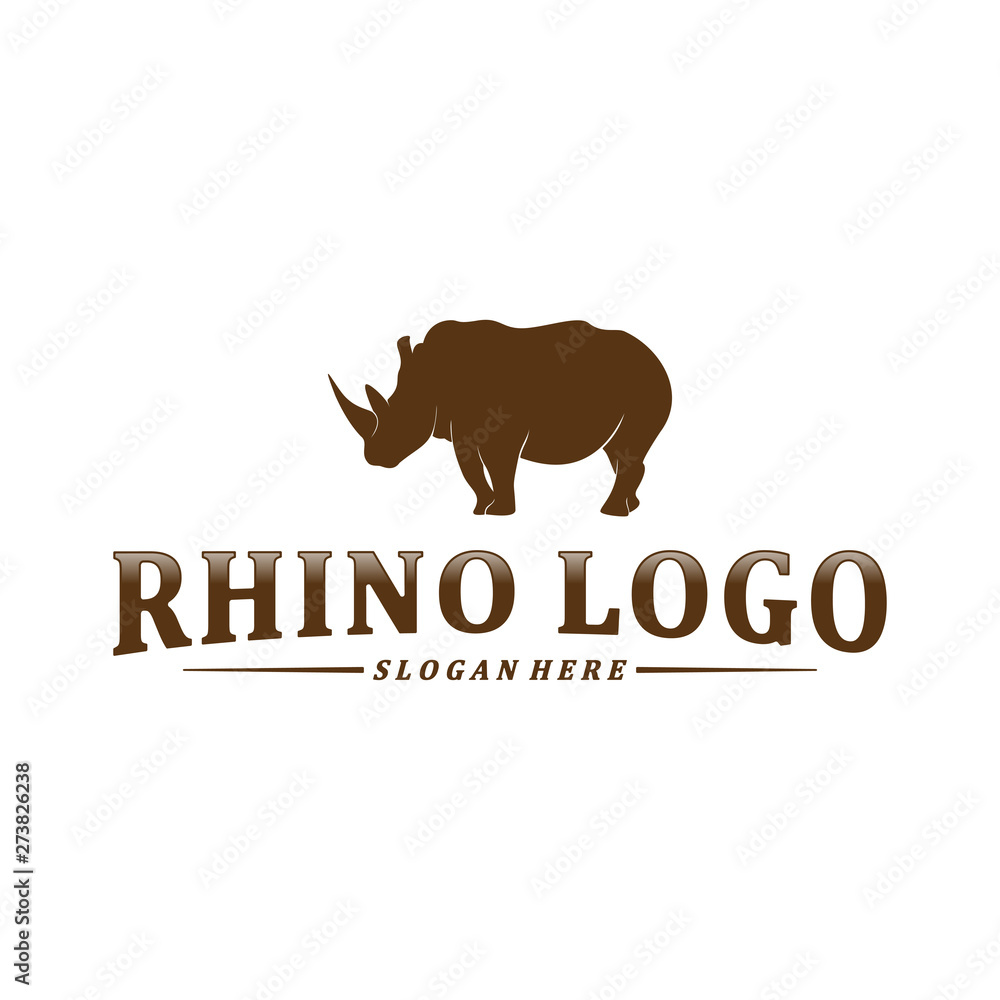 Rhino logo design vector template. Vector rhino silhouette. Icon Symbol