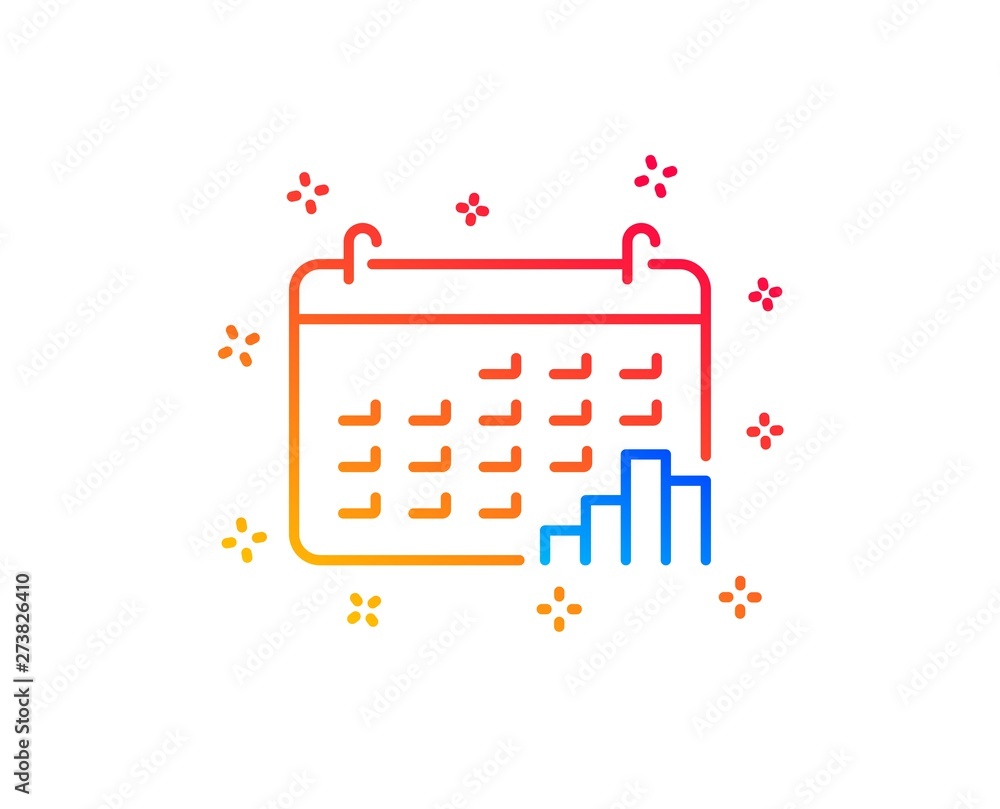 Calendar graph line icon. Column chart sign. Growth diagram symbol. Gradient design elements. Linear calendar graph icon. Random shapes. Vector Calendar graph line icon. Column chart sign. Growth diagram symbol. Gradient design elements. Linear calendar graph icon. Random shapes. Vector